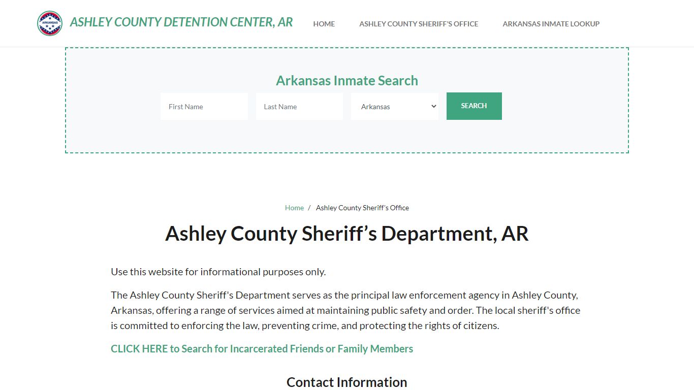 Ashley County Sheriff Department, AR Arrests, Warrant Lookup